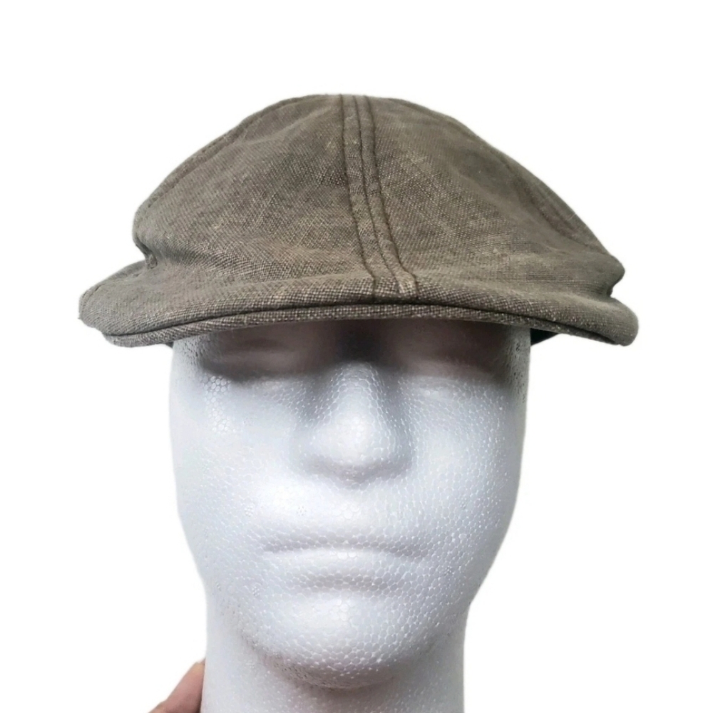 Vintage Newsboy Hat Mens Small Brown The Hatter Company Flat Cabby Elastic Back